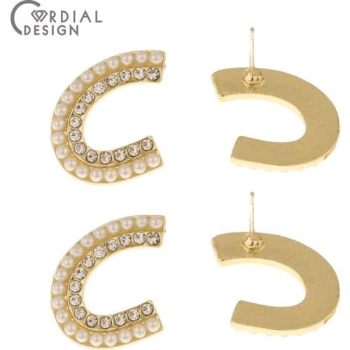 Cordial Design 50Pcs 16*19MM Jewelry Accessories/C Shape/DIY Making/Jewelry Findings & Components/Earring Stud/Imitation Pearl