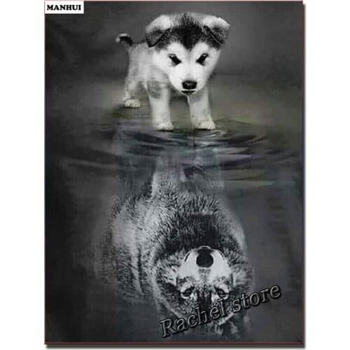 DIY Diamond Paintings Diamond Mosaic Wolf and Dog Full Square Diamonds and Round Diamond Embroidery AH015