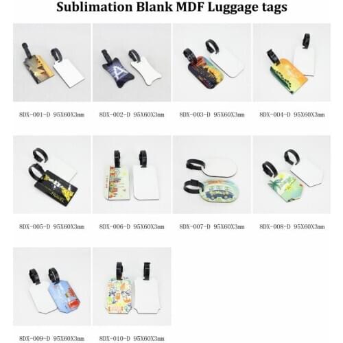 FREE SHIPPING 50pcs/lot Blank Sublimation MDF Wooden Luggage Tags with Punch Hole Transfer Luggage Tag DIY Both Sides Print