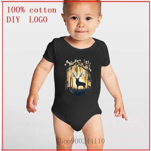 Deer God Please Save Our Forest printing Bodysuit Baby Newborn Infant Baby Boys Girls Summer Romper Jumpsuit Clothes Outfits