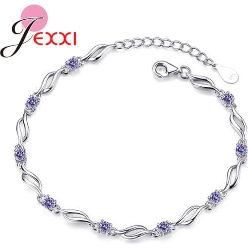 Fashion Sparkling CZ Bracelet for Women Girls Jewelry Anniversary Gift Real 925 Sterling Silver Femme Engagement Date Bangles