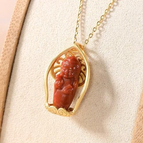Uglyless New Fashion Baby Buddha Necklaces for Women Meaty Agate Buddhism Pendants + Chains 925 Silver Religious Gifts Jewelry