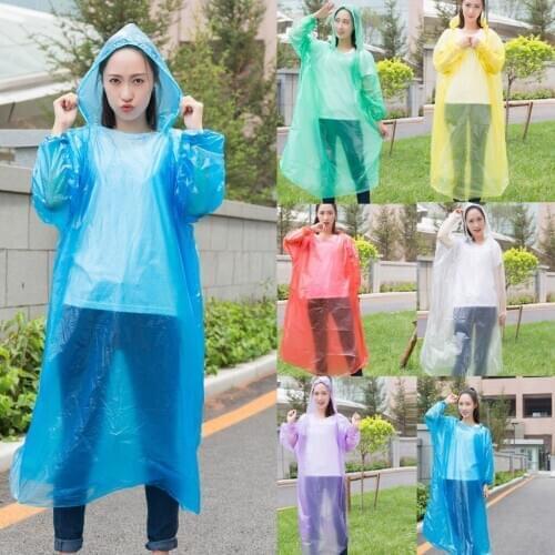 Rain Cover Portable Rainwear Disposable Outdoor Clear Raincoat With Hood Waterproof Dustproof Rain Cape Hooded Ponchos HOT