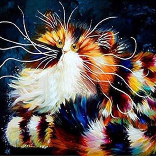 DIY Diamond Painting cat Full Drill Round Diamond Embroidery Picture Rhinestone Diamond Mosaic Cartoon Home Decor