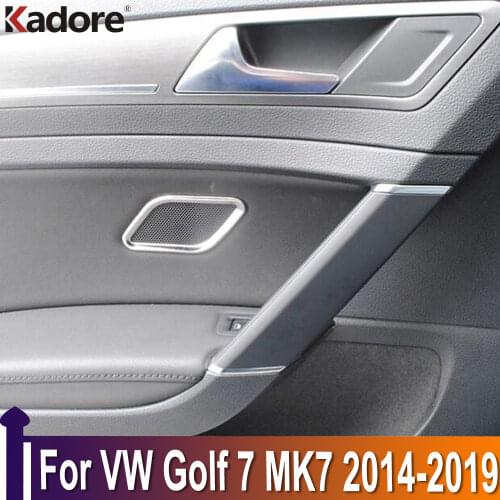 For Volkwagen Golf 7 MK7 2014-2017 2018 2019 Stainless Steel Car Inner Side Door Audio Speaker Cover Trim Interior Accessoeries