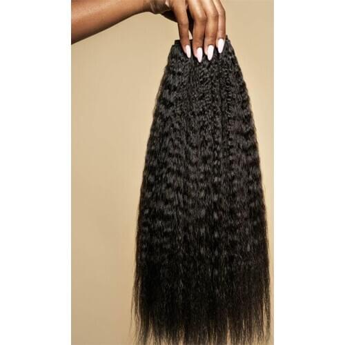 Coarse Yaki Kinky Straight Clip In Hair Extensions 100% Human Hair Brazilian Remy Hair Natural Color 7Pieces/Set Clip In