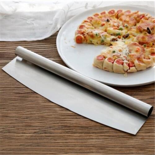 Bread swing knife flour knife Baking tool stainless steel wooden handle curved knife wooden handle half moon Pizza Cutter