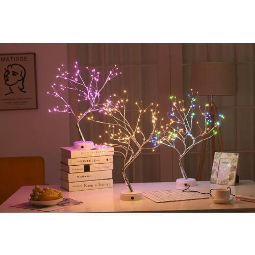 HobbyLane Modern Style USB Charge Copper Wire Tree Shape Night Light With Touch Sensor Switch