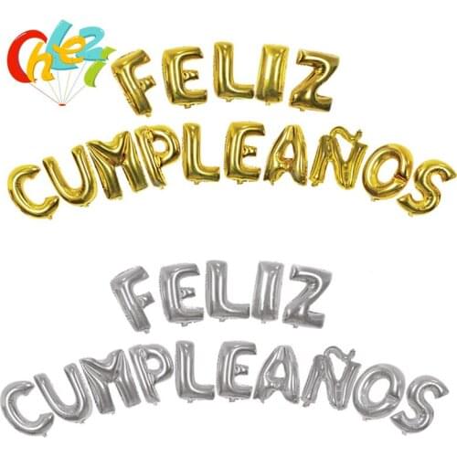 Spanish Letters HAPPY BIRTHDAY Foil Balloons Gold Silver Alphabet Ballon Children Happy Birthday party Decorations Kid Supplies