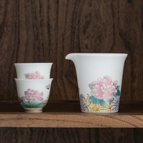 Ceramic Whiteware Lotus Flower Pitcher Tea Ceremony Accessories Sheep Fat Jade Tea Pot Kung Fu Tea Set Accessories Tea Pitcher