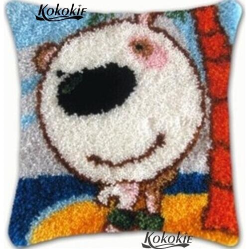 Crocheting Rug canvas latch hook cartoon cushion diy Embroidery cross-stitch Needlework Pillowcase