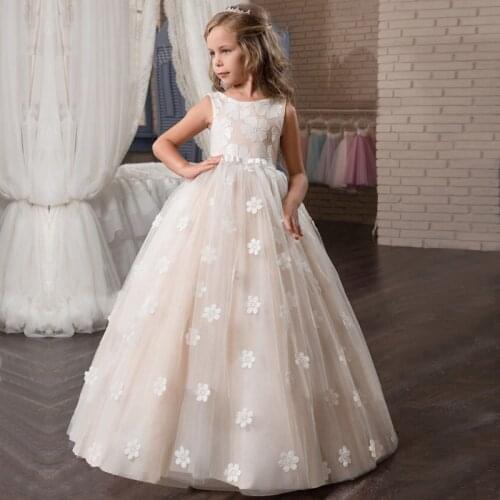 Summer Girl Dress Teenage Children Flower Girl Wedding Dress Baby Kids Dresses For Girls 8 9 10 12 13 14 Year Graduation Gown