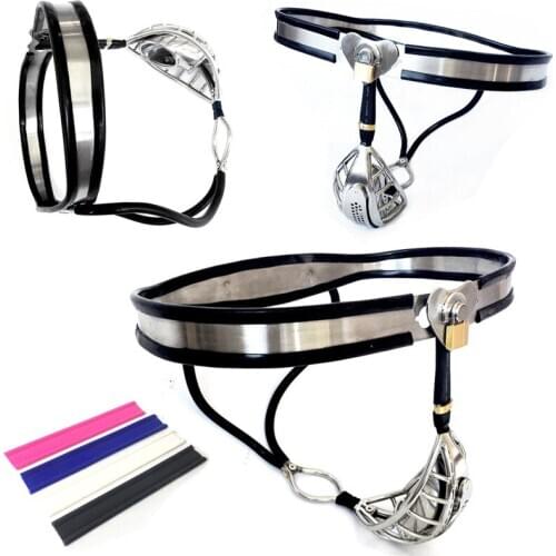 Stainless Steel Male Chastity Device Chastity Belt with Defecate Hole Fully Adjustable Chastity Cages Cockrings for Men G7-4-101