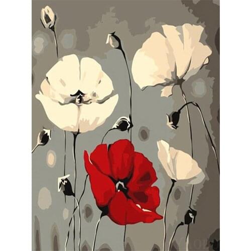 Poppy Flowers DIY Cross Stitch Embroidery 11CT Kits Needlework Craft Set Printed Canvas Cotton Thread Home Decoration Sell