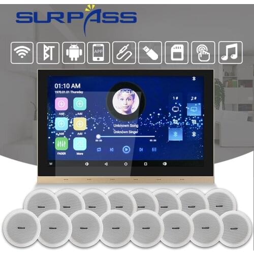 Touch Screen WiFi Sound Power In Wall Amplifier Android Bluetooth Audio HiFi Stereo Home Theater System PA Ceiling Speaker Kit