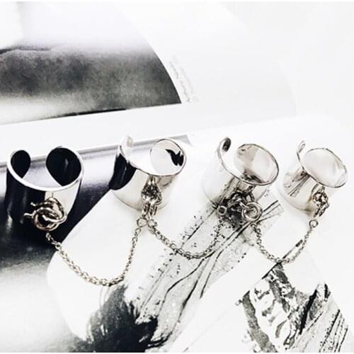 2021 New Punk Cool Hip Pop Ringen Multi-layer Verstelbare Ketting Vier Open Finger Rings For Women Girl Jewlery