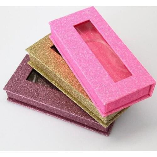 Wholesale Bling Glitter False Eyelash Packaging Box Fake 3d Eyelashes Boxes Magnetic Case Lashes Empty Box