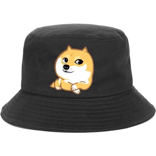 Cute anime Doges Sunscreen Man Bucket Hat Outdoor Women Summer Hip Hop Beach Sun Caps Streetwear Bob Chapeau Fisherman Caps