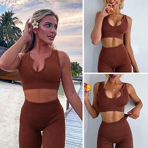 Sexy Fitness Seamless Sportswear Tights Women Yoga Outfit For Summer High Waist Workout Yoga Suit Breathable Womens Tracksuit