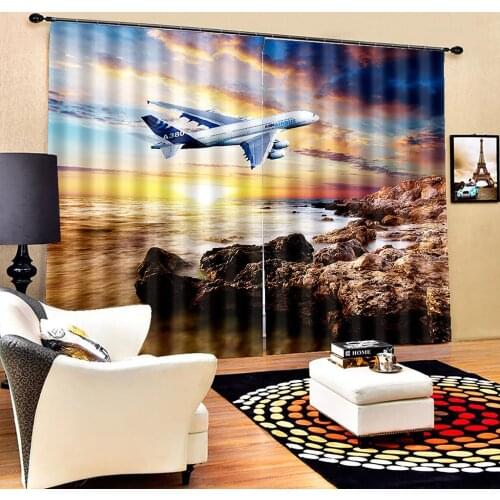 Luxury Blackout 3D Window Curtain For Living Room blue sky white cloud sky curtains 3D Window Curtains For Living Room Bedroom
