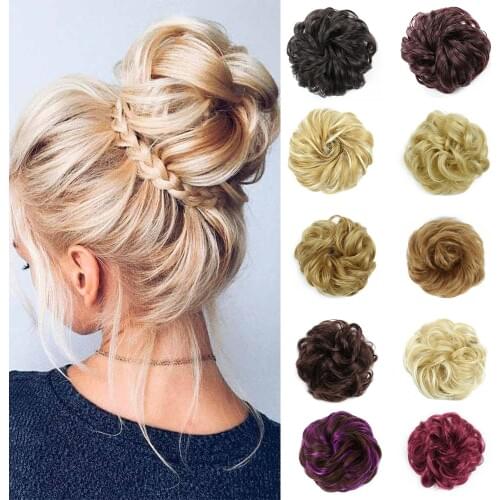 XINRAN Synthetic Hair Chignons Elastic Scrunchie Hair Extensions Ribbon Ponytail Hair Clip Bundles Hairpieces Donut Buns