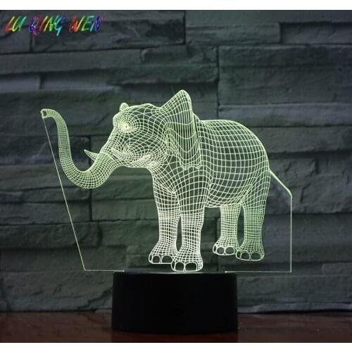 Animal Led 3d Night Lamp Elephant 7 Colors Changing Decorative Light Kids Birthday Holiday Gift Child Baby Night Light Elephant
