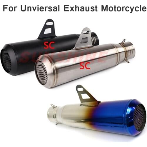 Echappement Moto Exhaust Pipe Universal Motorcycle Muffler Pitbike Motorcross Modified Stainless Steel For Z900 MT03 Z250 CB400