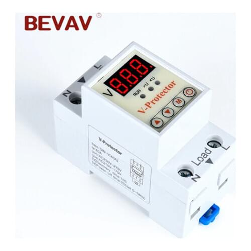 Din rail Over under voltage protection 40A 63A 220V auto voltage protector voltage monitor current protector