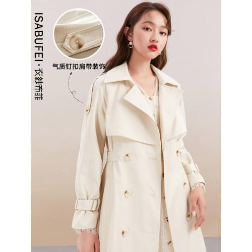 Khaki windbreaker jacket womens mid-length style spring 2021 new small British style coat temperament