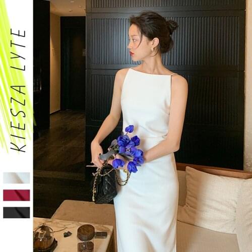 Dresses for Women 2021 Summer French Style Elegant Solid White Black Red Dress Slim Bodycon Party Evening Dresses Robes