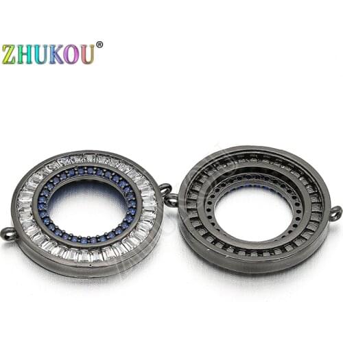 19mm Brass CZ Round Circle Charms Connectors DIY Jewelry Bracelet Necklace Making, Model: VS69