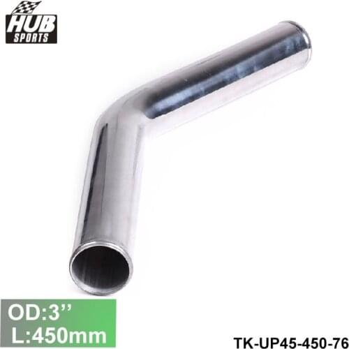 -2pcs/unit 76mm 3" OD Out/Inlet Aluminum 45' Turbo/Intake/Intercooler Elbow Piping Length 450mm For Lexus HU-UP45-450-76