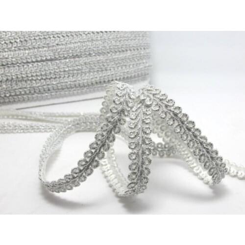 3 Yards 3/8 Inch Silver Glittery Gimp Braided Trim|4 Colors|French Gimp Braided|Scroll Braid Trim|Decorative Embellishment Trim