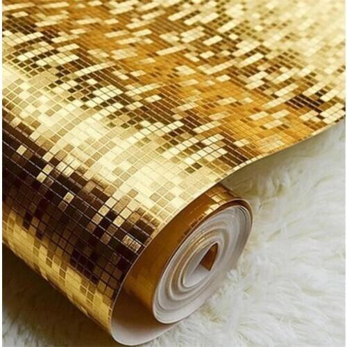 4pcs/lot 10Mx 53cm Glitter Mirror Effect Mini mosaic Sparkle Light Reflect Gold Foil Wallpaper Silver Foil Wall Paper