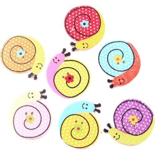 50pcs Mixed Wooden Snails Buttons For Clothing Needlework Scrapbooking Wood Botones Decorative Crafts Diy Accessories