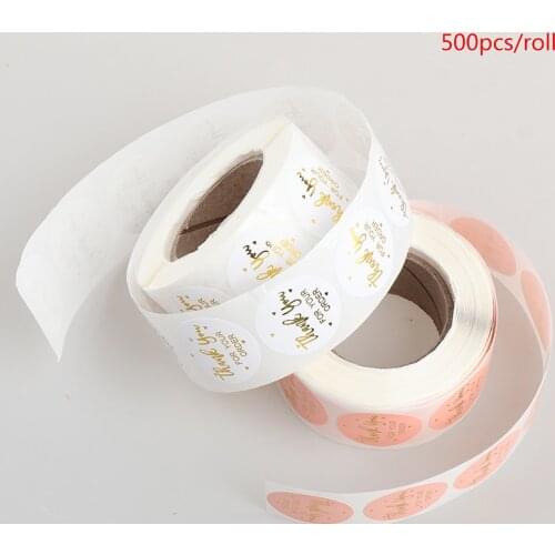 500PCS Round Thank You Sealing Sticker Self-adhesive Label Baking Packaging Deco