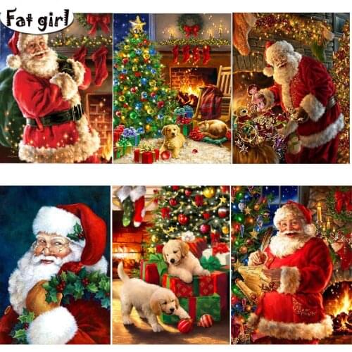 5D DIY Diamond Painting Christmas series Full Square round Diamond Embroidery Christmas tree Animal Mosaic Art Wall Decoration