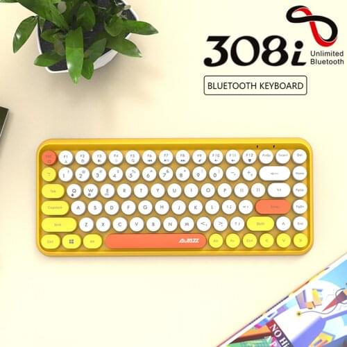 Ajazz 308i BT Wireless Keyboard Portable Mini Compact Retro Round Key Cap 84Keys Keyboard for PC Laptop Win/iOS/Android New