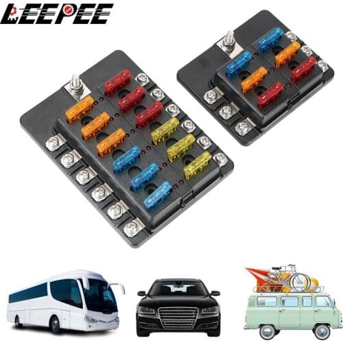 LEEPEE For Auto Car Boat Marine Fuse Box Holder 32V 100A M5 Stud With LED Indicator Light 6 Ways 12 Ways Blade Fuse Block