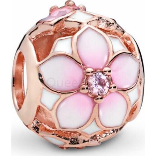 925 Sterling Jewelry Flower Charms Bead European Plant Crystal Charm For Original Bracelet Pendants Beads Women Jewelry Making