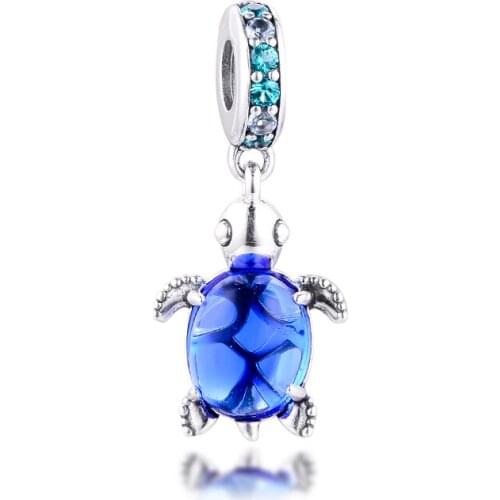 CKK Fits Pandora Bracelet Murano Glass Sea Turtle Dangle Charm For Jewelry Making Silver 925 Original Bead