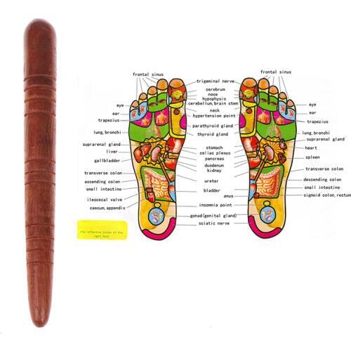 Wooden Foot Spa Physiotherapy Reflexology Thai Foot Massage Health Chart Casual Massage Stick Tool