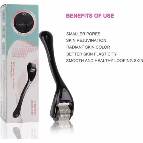 Derma Roller Cosmetic Needling Instrument for Face,540 Titanium Micro Needle 0.25mm Microdermabrasion Roller Includes Free Case