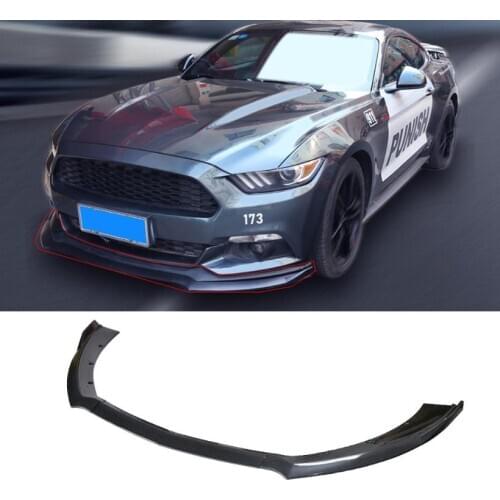ForFord For Mustang 2015 2016 2017 3pcs Carbon Fiber Look /Black Car Front Bumper Splitter Lip Diffuser Spoiler Bumper Body K