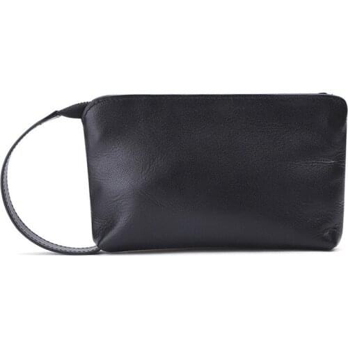 Capacity Leather Zipper Clutch Fashion Female Womens Wallet Simple Ladies Small Handbag Solid Vintage Mobile Phone Bag Genuine