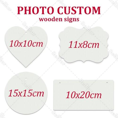 Photo Custom Wooden Hanging Sign Round Square Rectangle Heart Shape Sign Home/Garden/Wall/Door Decoration Wooden Plaque Gift