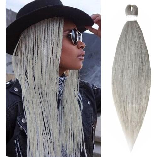 LIHUI ynthetic Hair Ombre Pre Stretched Braiding Hair S For Braids Wholesale Easy Silver Hair Yaki Texture Hot Water Set