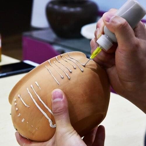 50ml 5pcs Ceramic Art Squeeze Clay Bottle Multi-needle Point Line Texture Effect Creative Decoration DIY Pottery Painting Tool