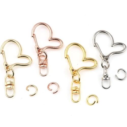 Sweet Heart Split Key Ring Swivel Lobster Clasp Connector Bag Belt Keychain DIY Jewelry Making Findings Keyring,10Sets(2PCs/Set)