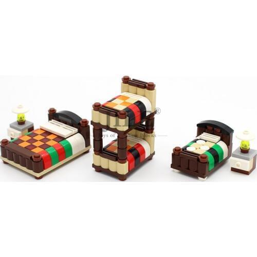 Free Shipping Moc DIY Indoor Bed House Courtyard Street View Enlighten Building Blocks Bricks Compatible Souptoys Assembled Toy